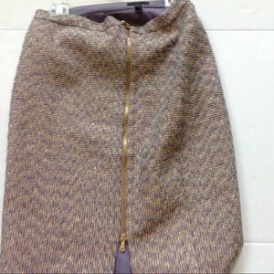 J. Crew Blue Gold Metallic Skirt Brass Zipper